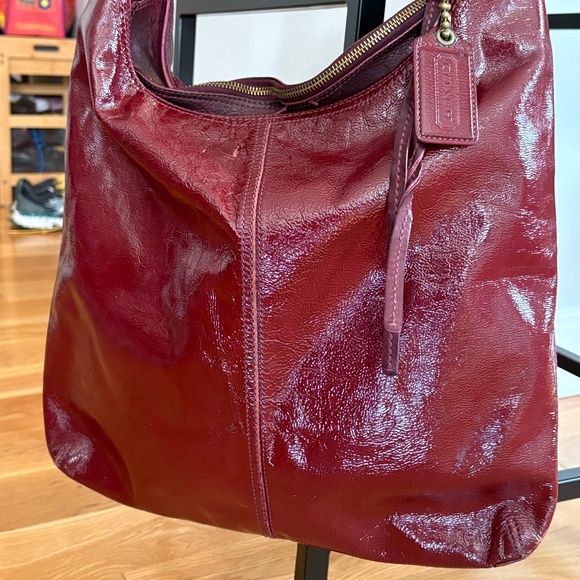 Vintage Coach Plum Bleecker Patent Leather Hobo Bag - Picture 1 of 10
